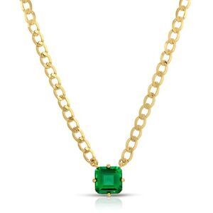 JOY DRAVECKY BIG ENERGY SOLITAIRE GREEN (EMERALD) CZ NECKLACE NWOT